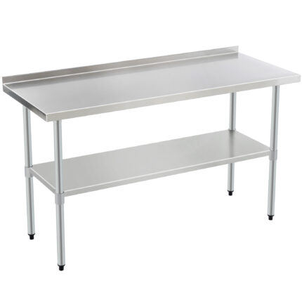 Stainless Steel Prep Table With Adjustable Undershelf And Galvanized Legs